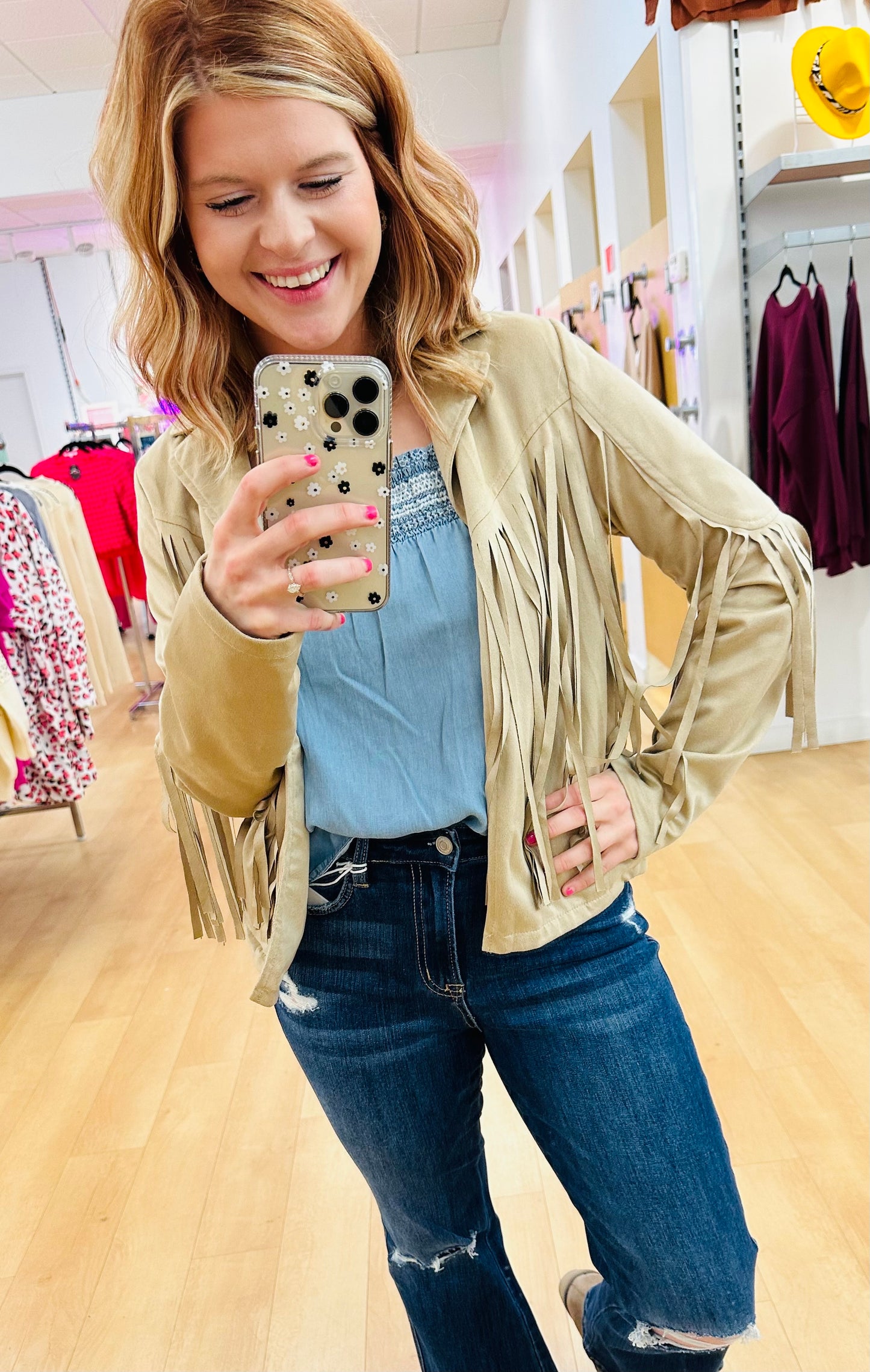 Faux Suede Fringe Jacket