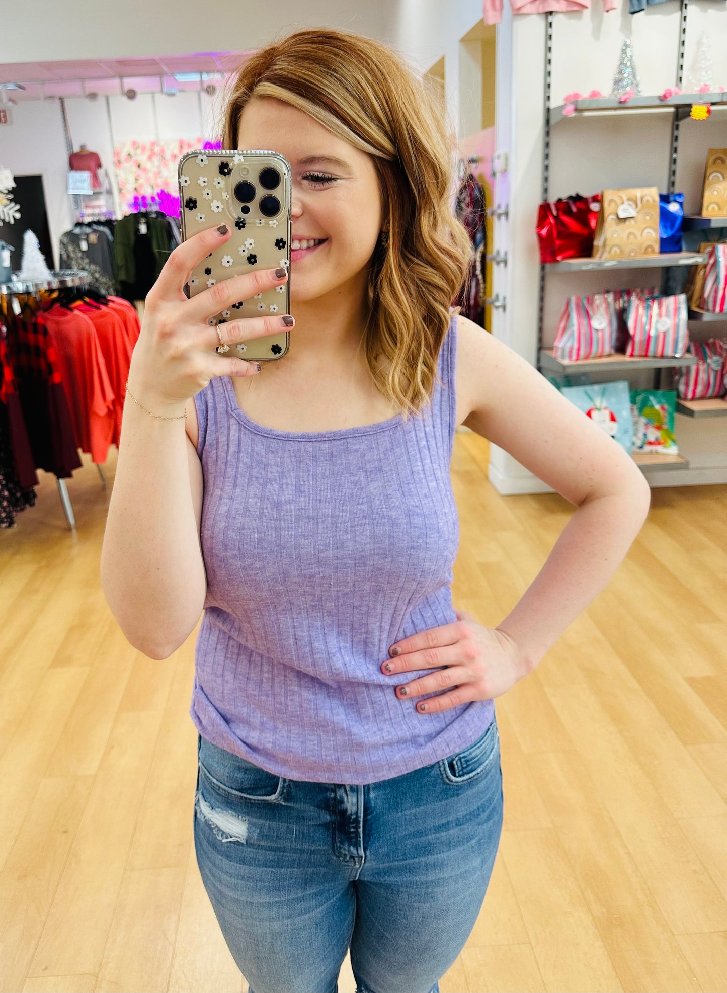 Ribbed Square Neck Tank