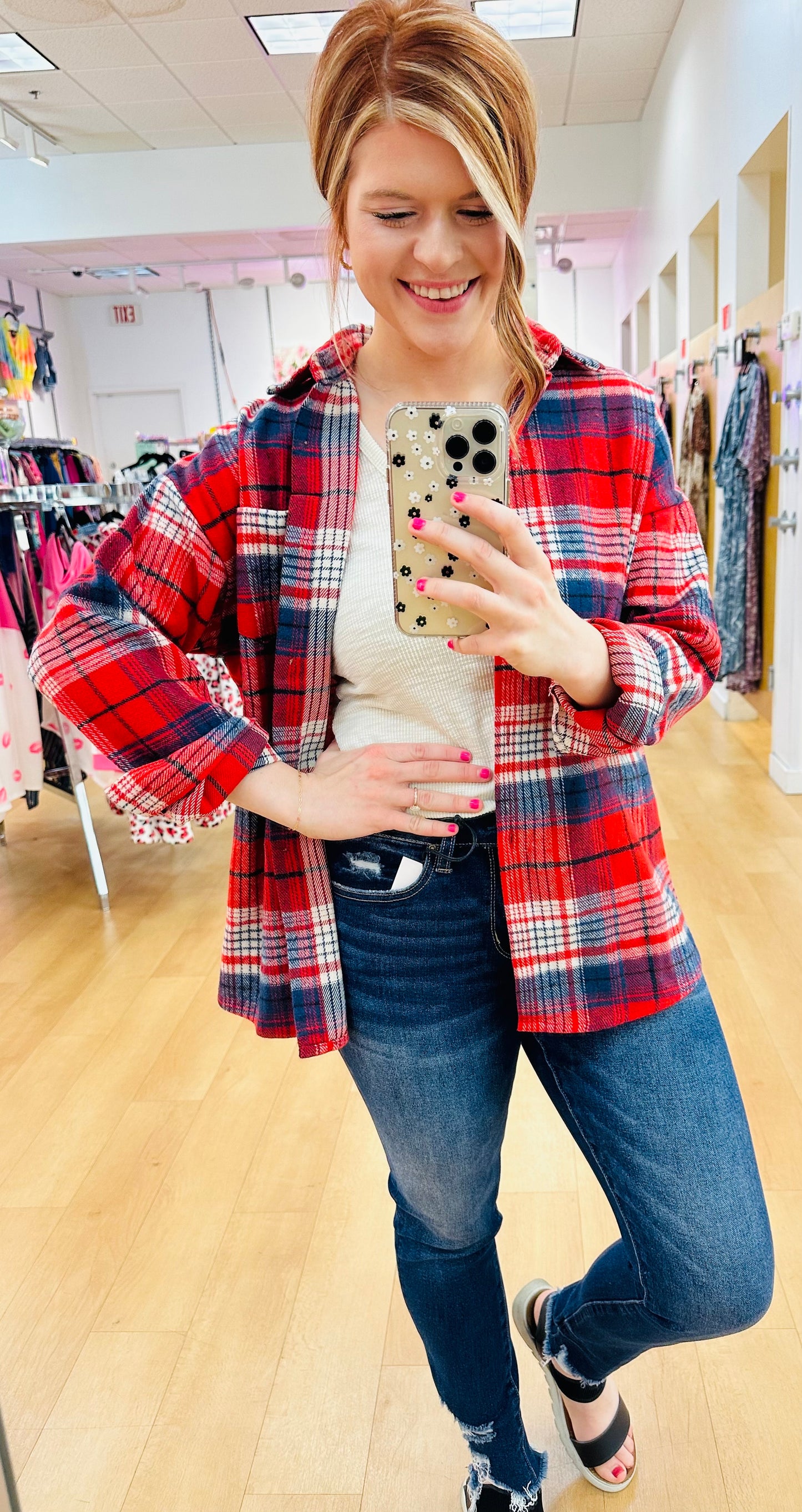 Loose Thick Sanded Plaid Shacket