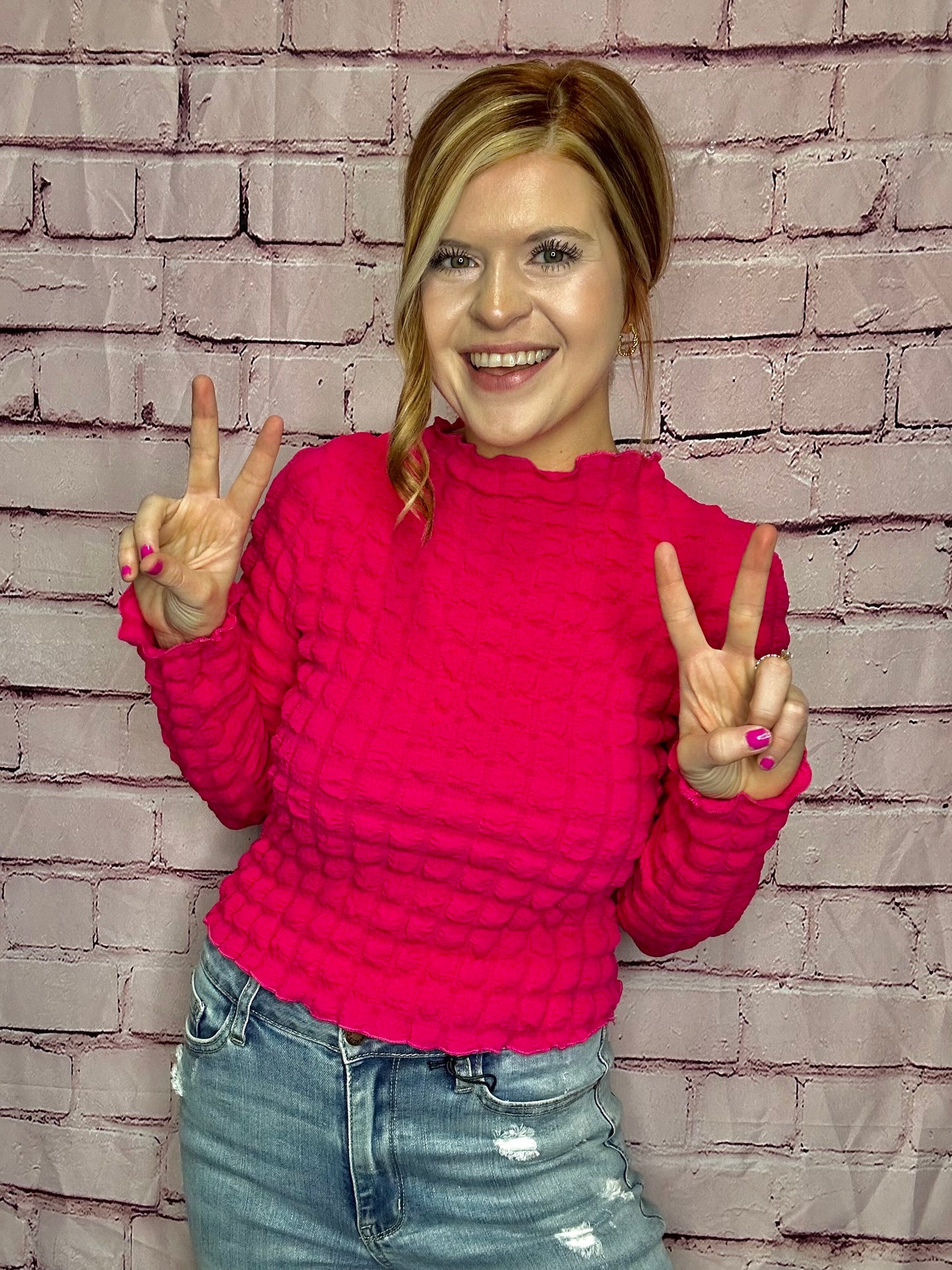 Mock Neck Long Sleeve Crop Top