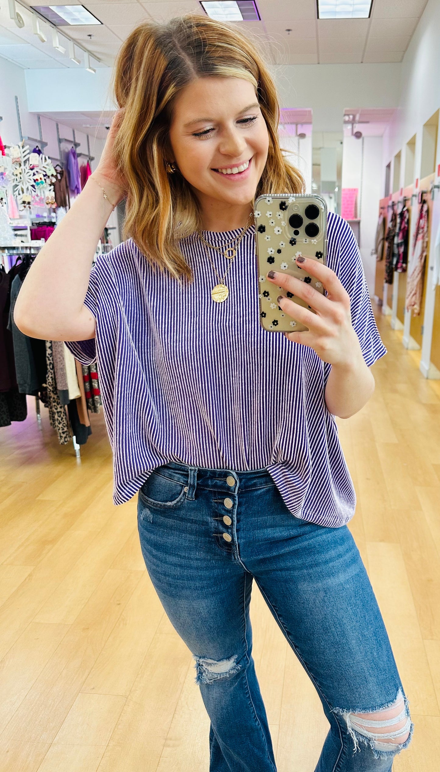 Oversized Ribbed Short Sleeve Top
