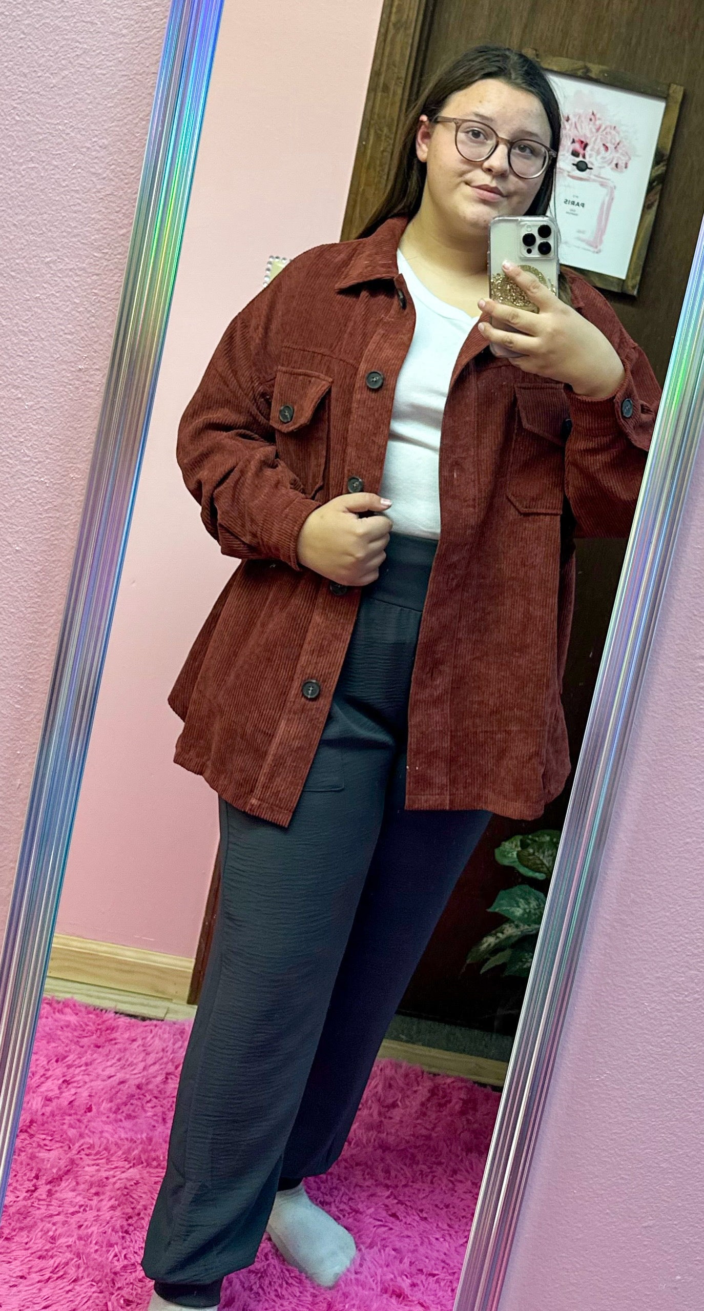 Zenana Oversized Corduroy Button Front Shacket