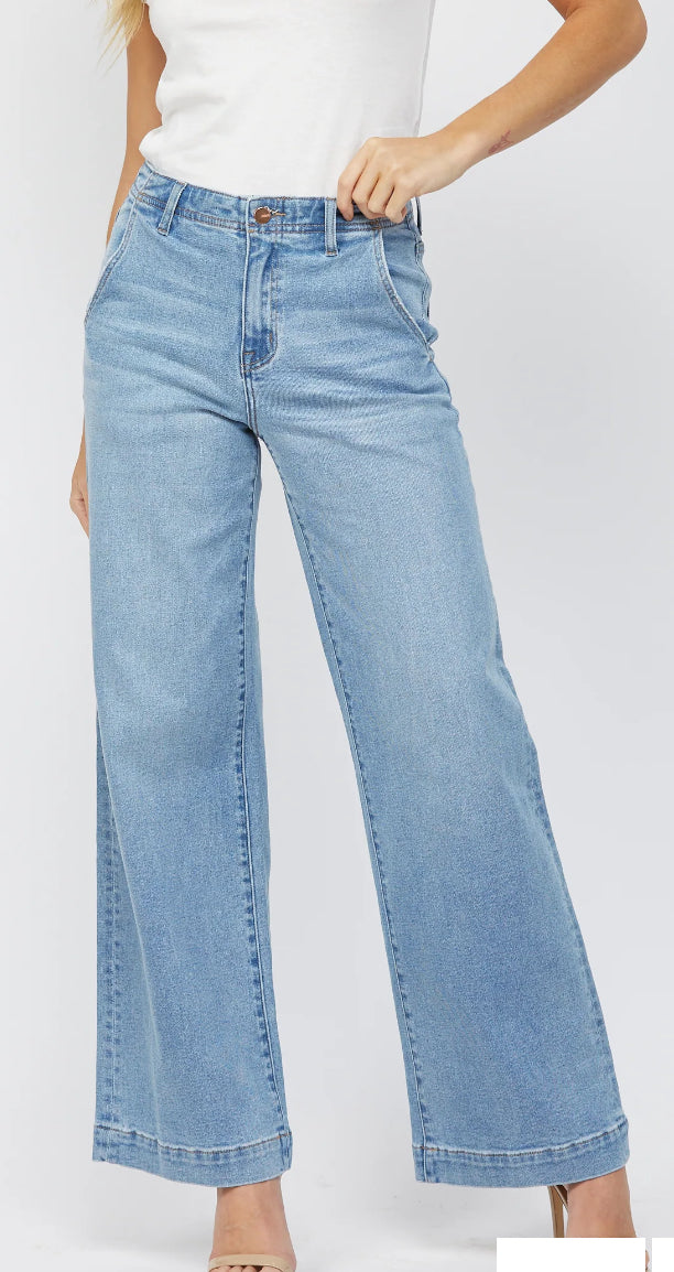 High Rise Wide Leg W/ Slant Pocket