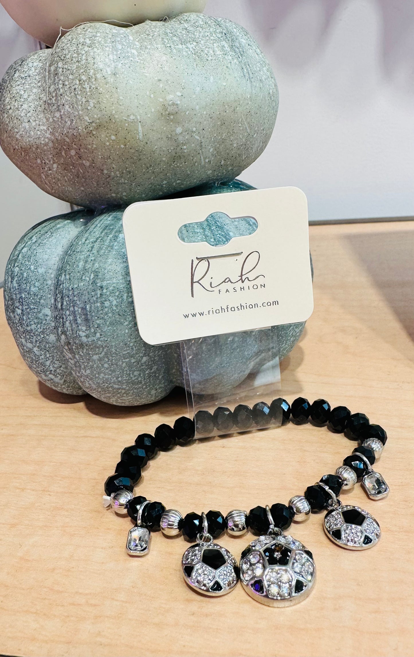 Rondelle Beaded Soccer Ball Charm Bracelet