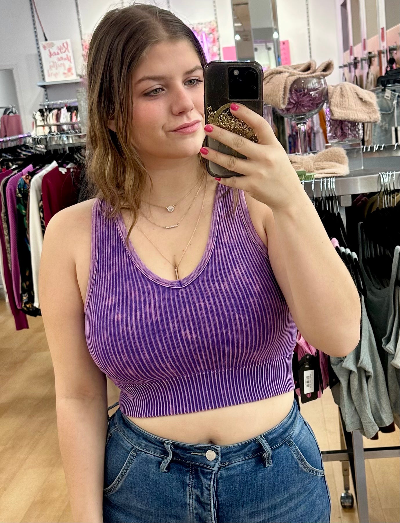 2 Way Neckline Washed Tank Top