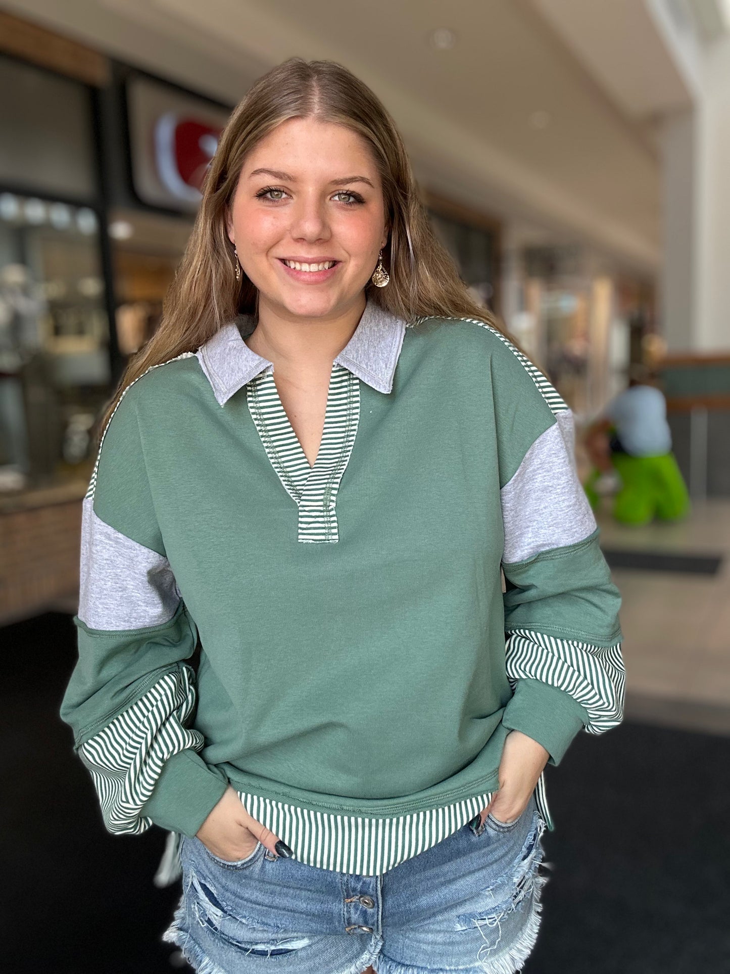 Color Block Solid & Stripe Casual Knit Top