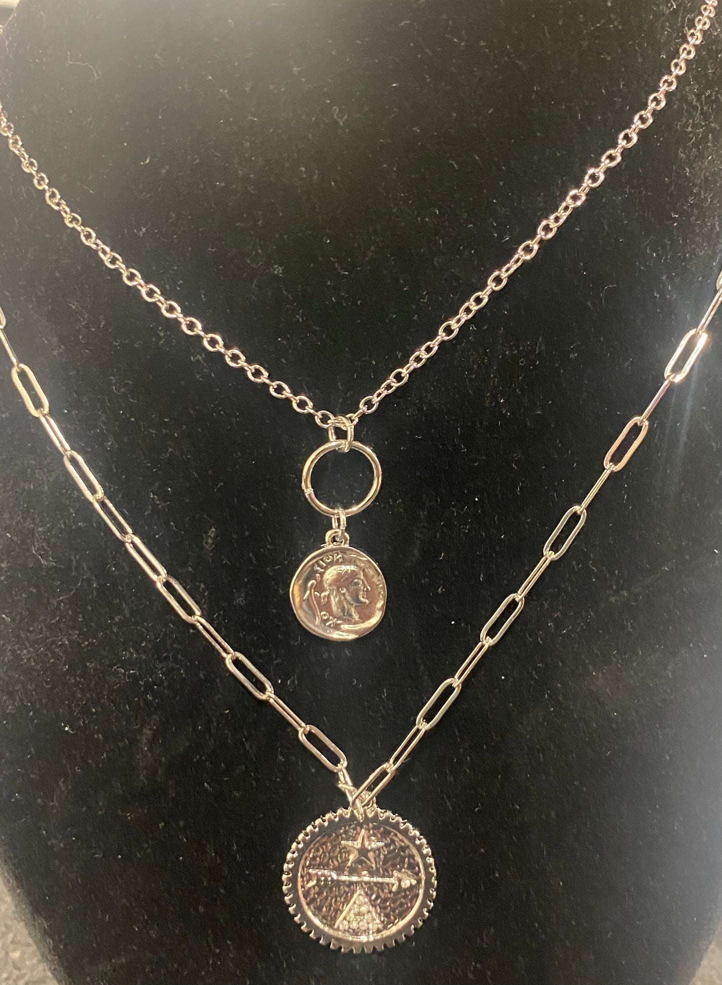 Long Layered Pendant Necklace