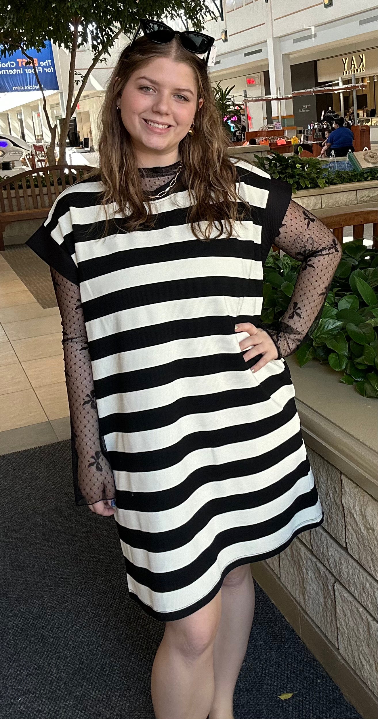 ENTRO Striped Dress w/ Pockets