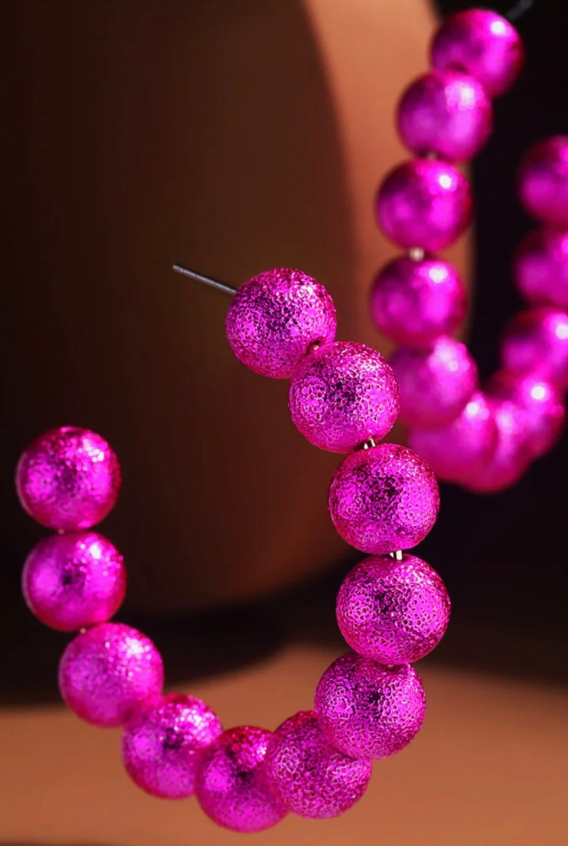 Glossy Metal Beaded Hoops