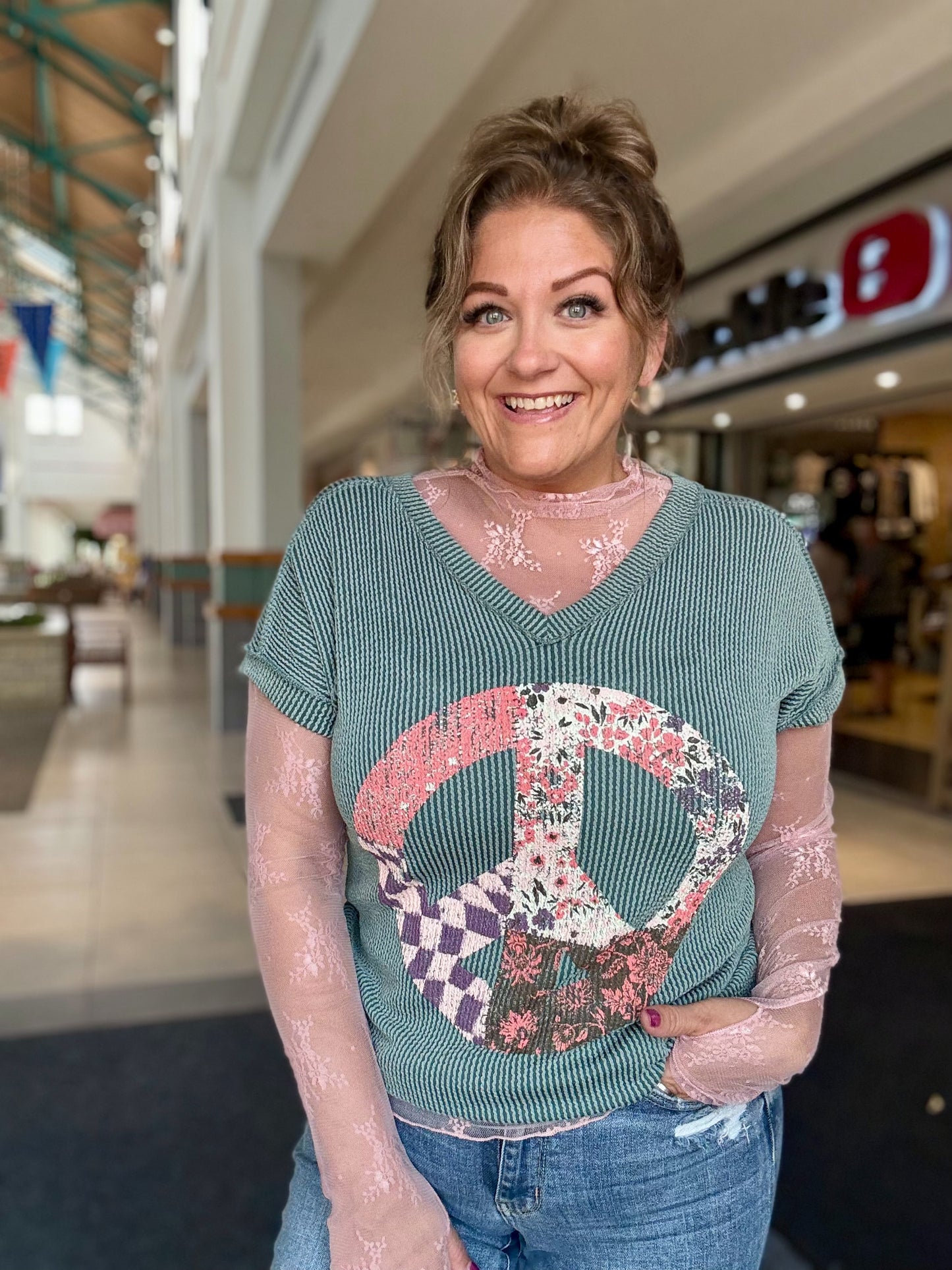 Boho Peace Floral Graphic Top