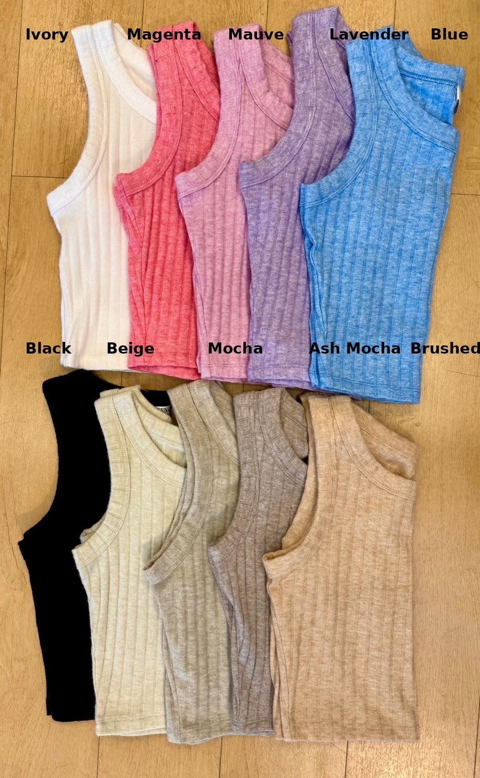 Ribbed Boat Neck Cropped Sleeveless Top