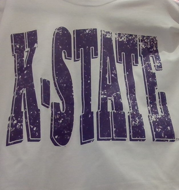 K-State White Cropped Tee