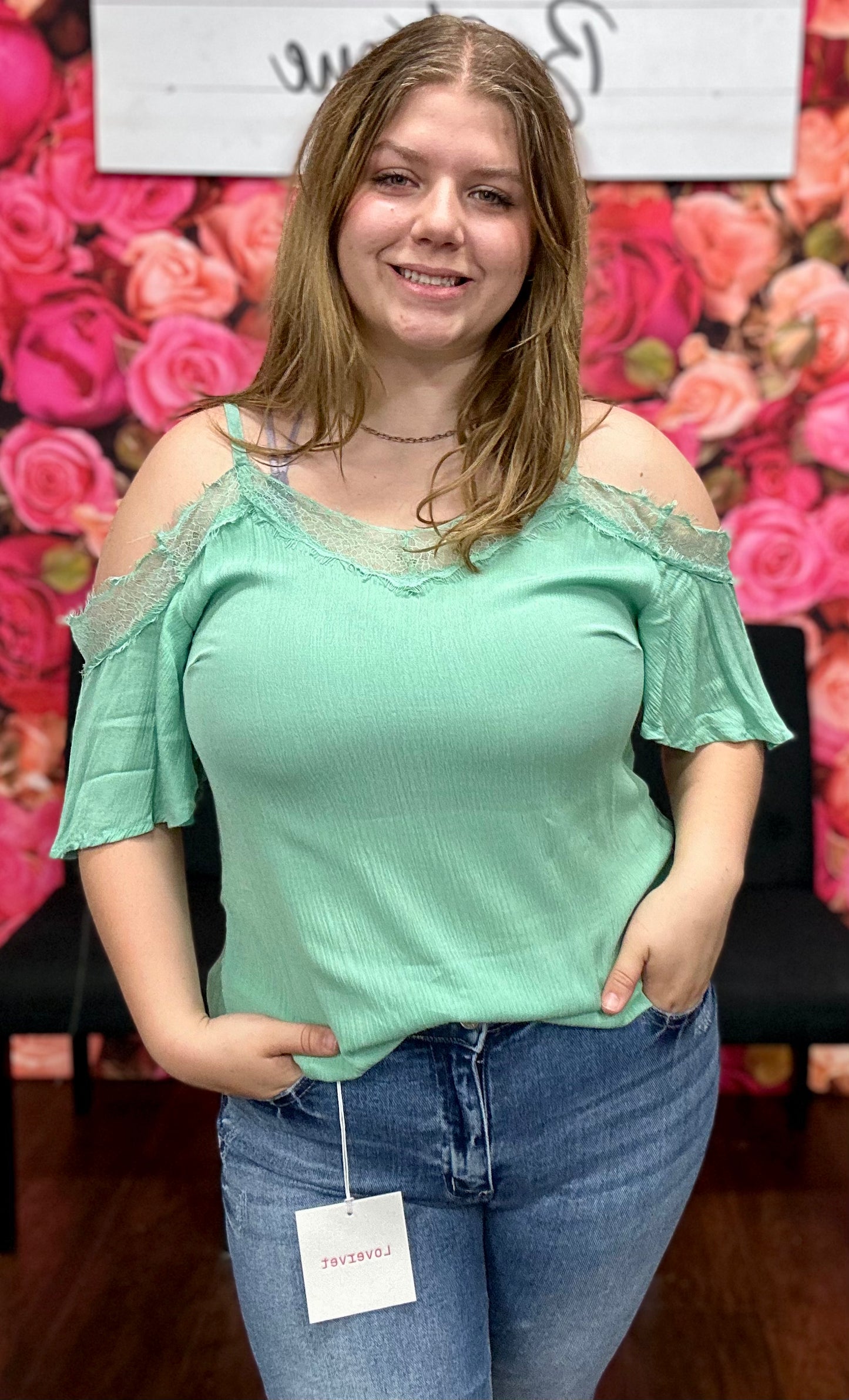 Off Shoulder Lace Insert Top
