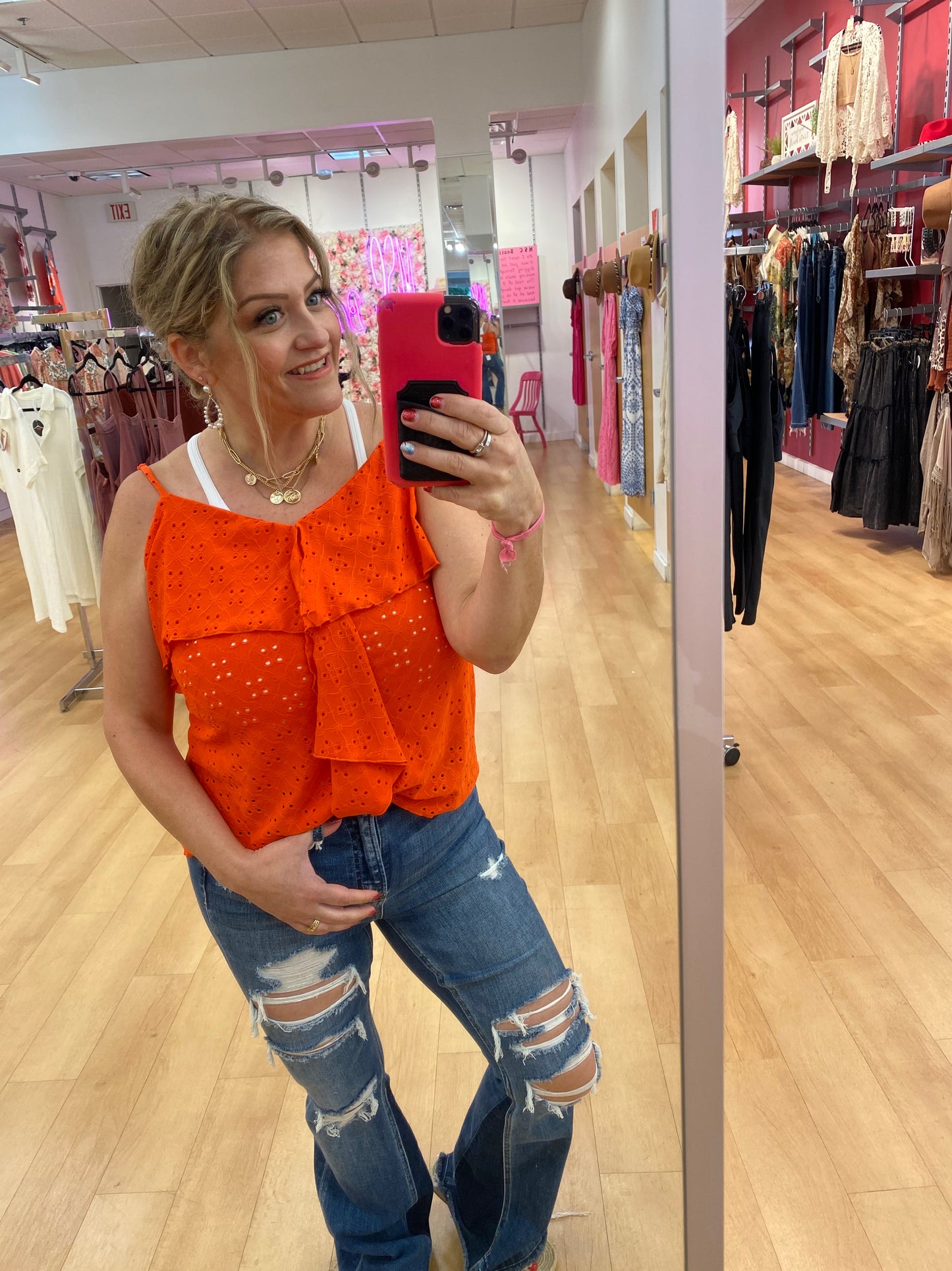 Double Drape Ruffle Cami Top
