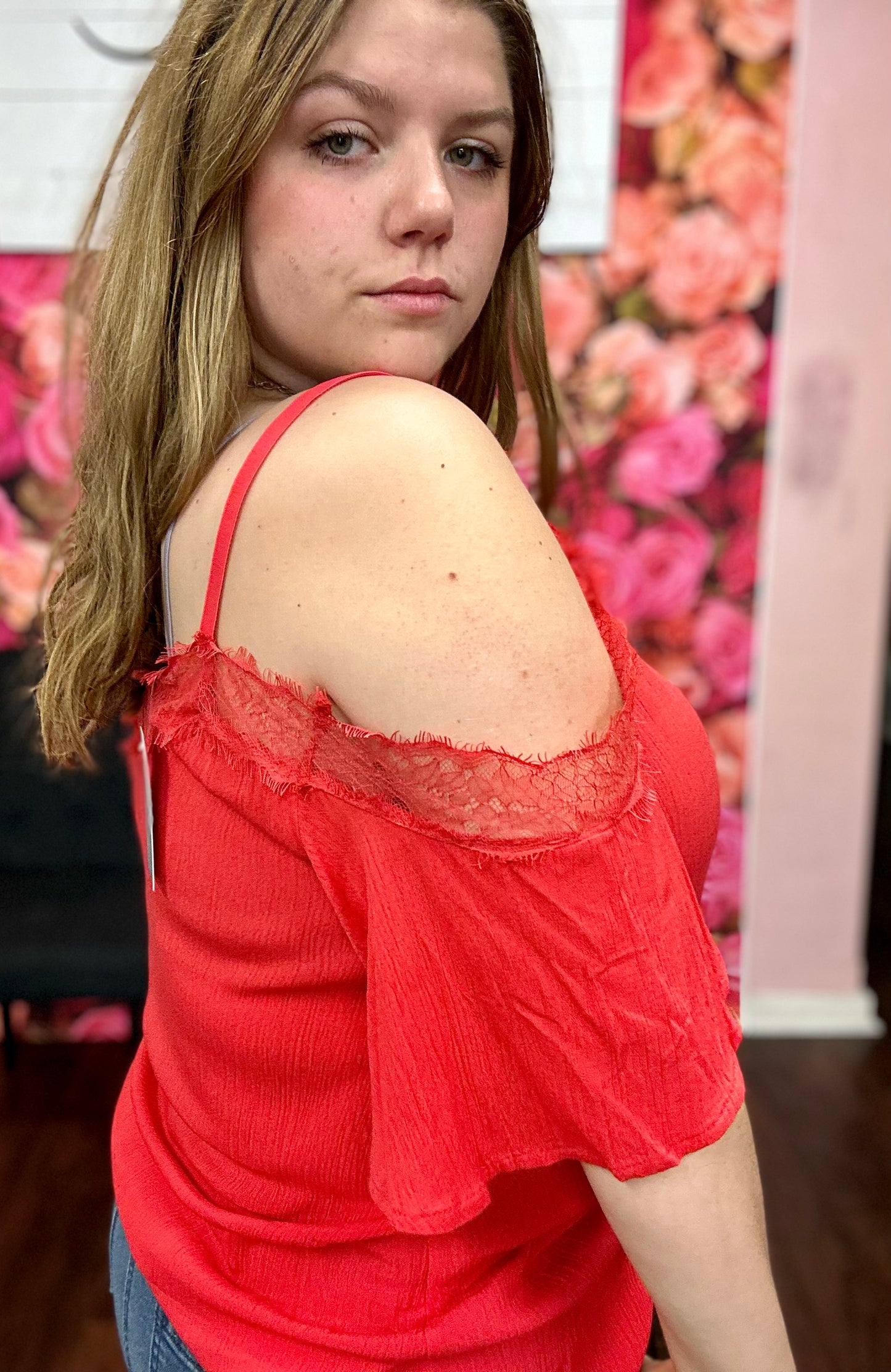 Off Shoulder Lace Insert Top