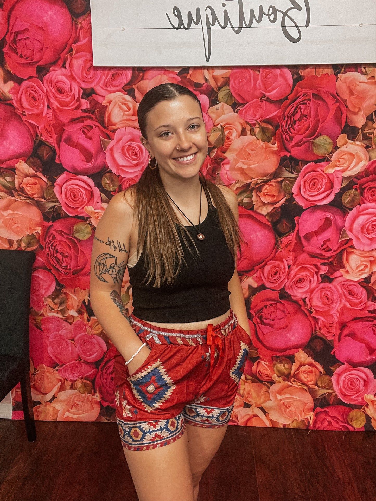 Western Aztec Drawstring Shorts w/ Pockets