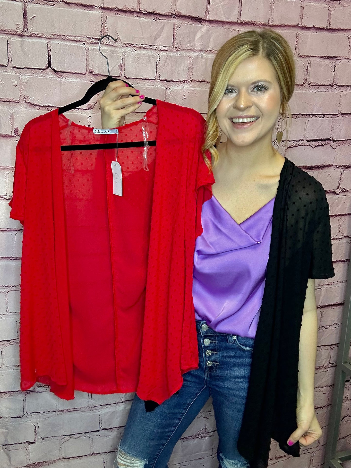 Flare Short Sleeve Drape Cardigan