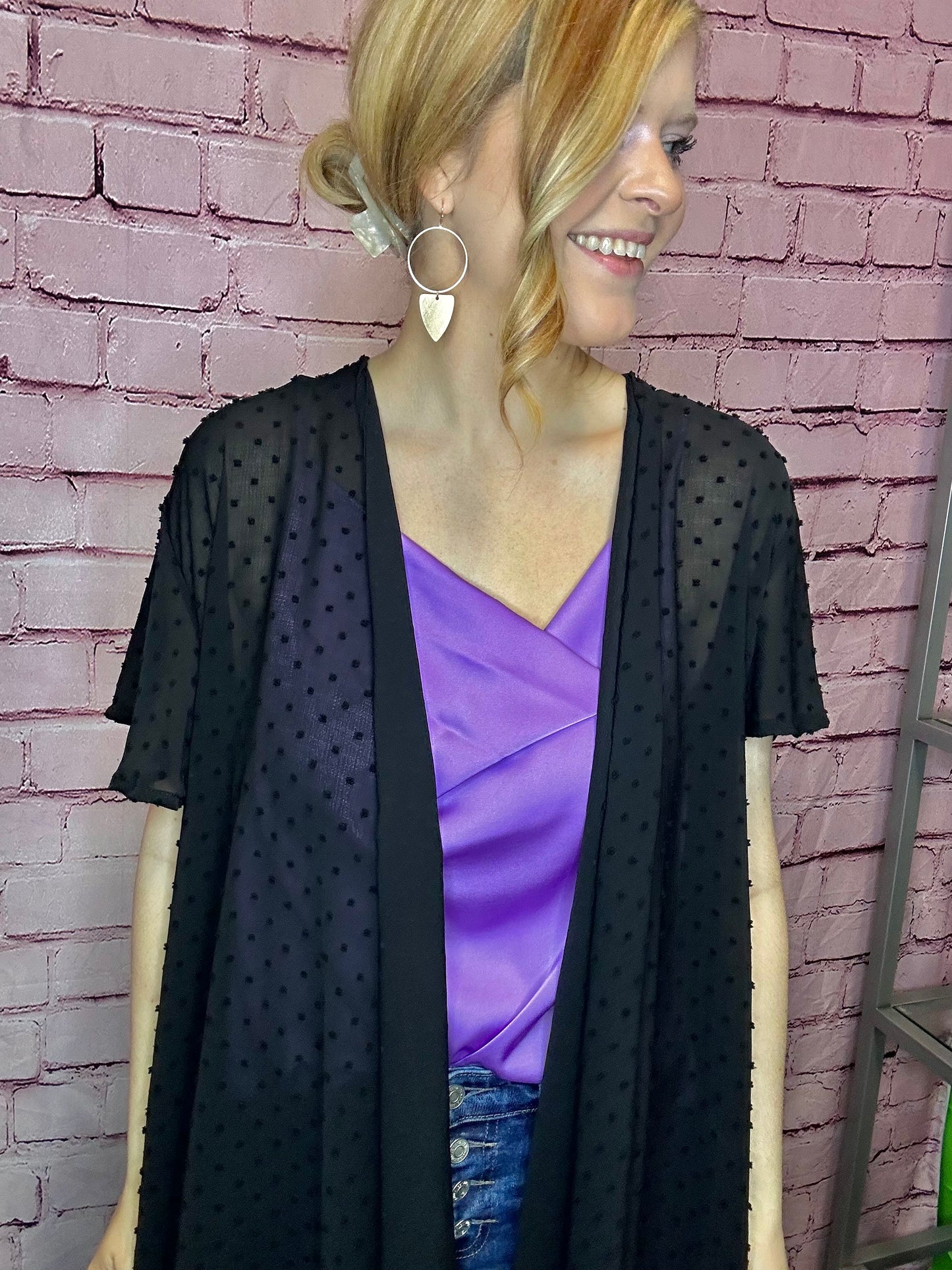 Flare Short Sleeve Drape Cardigan