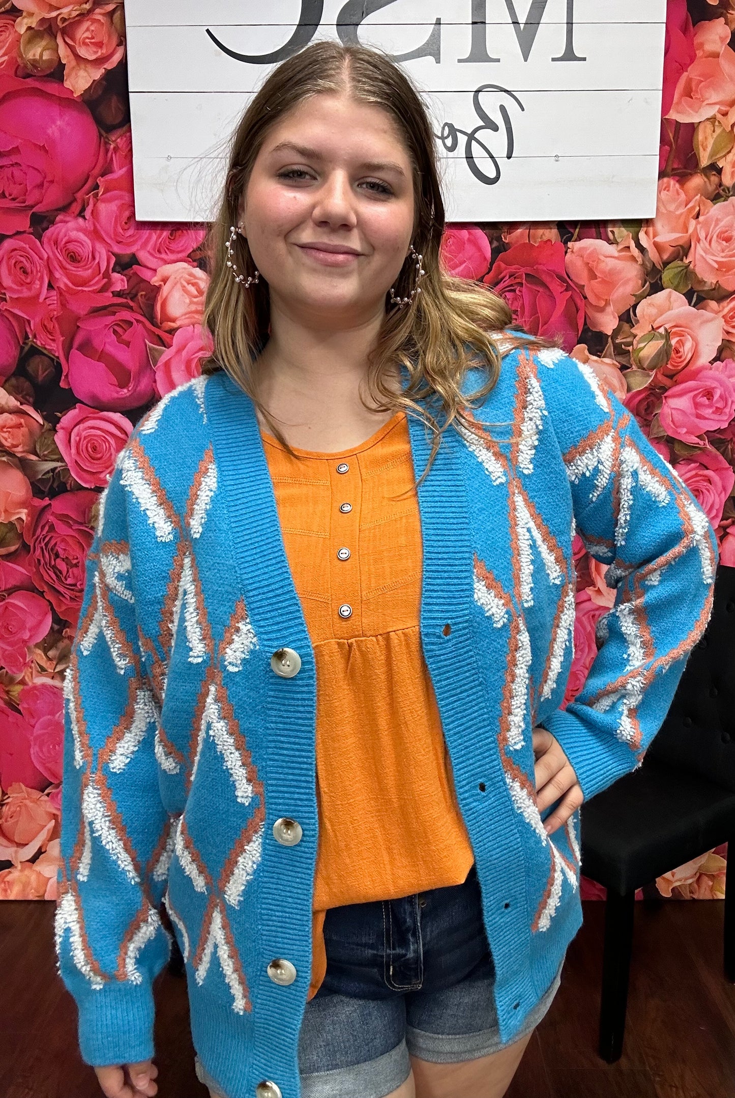 Entro Design Print Button Cardigan