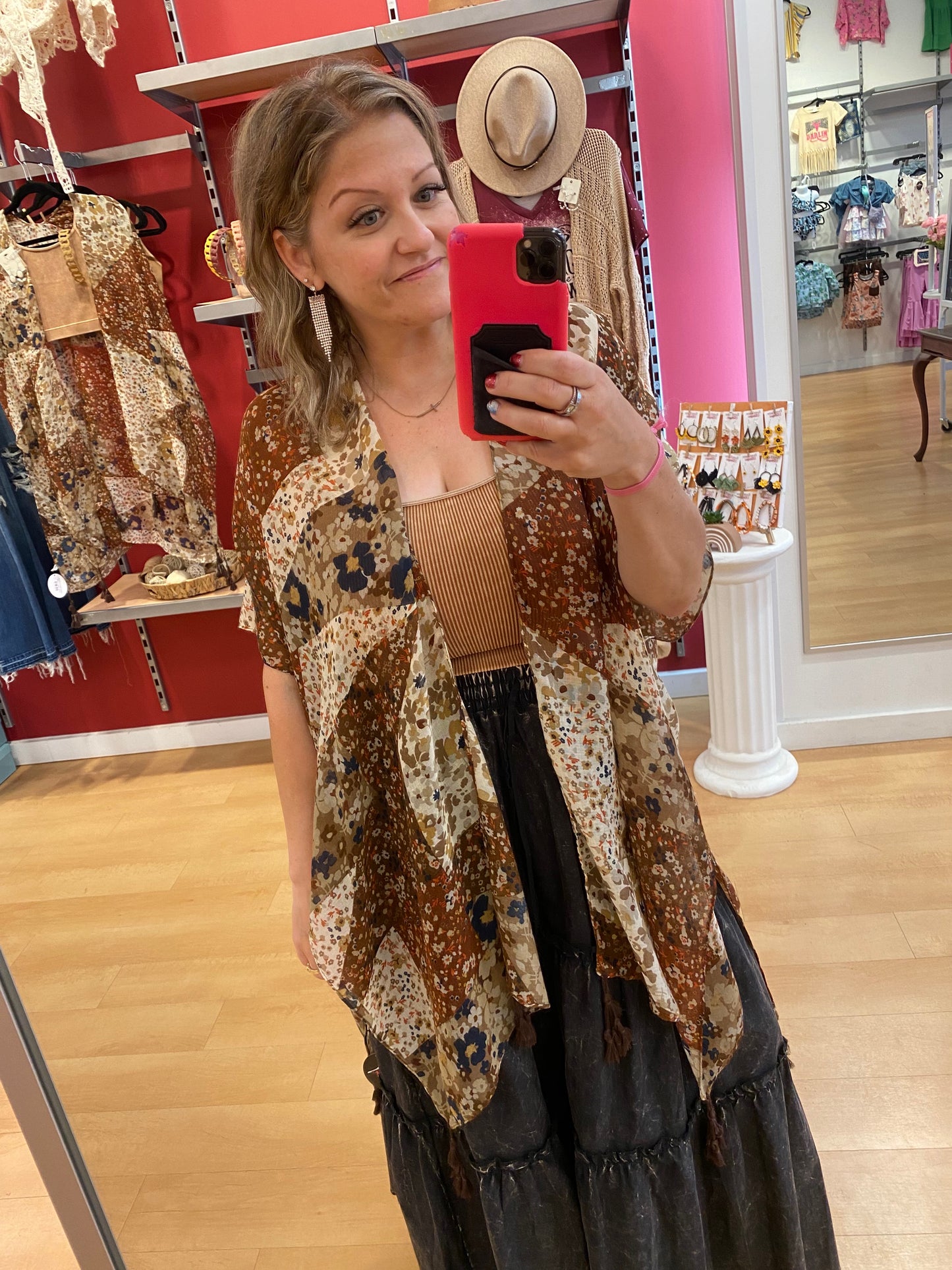 Allover Floral Print Kimono