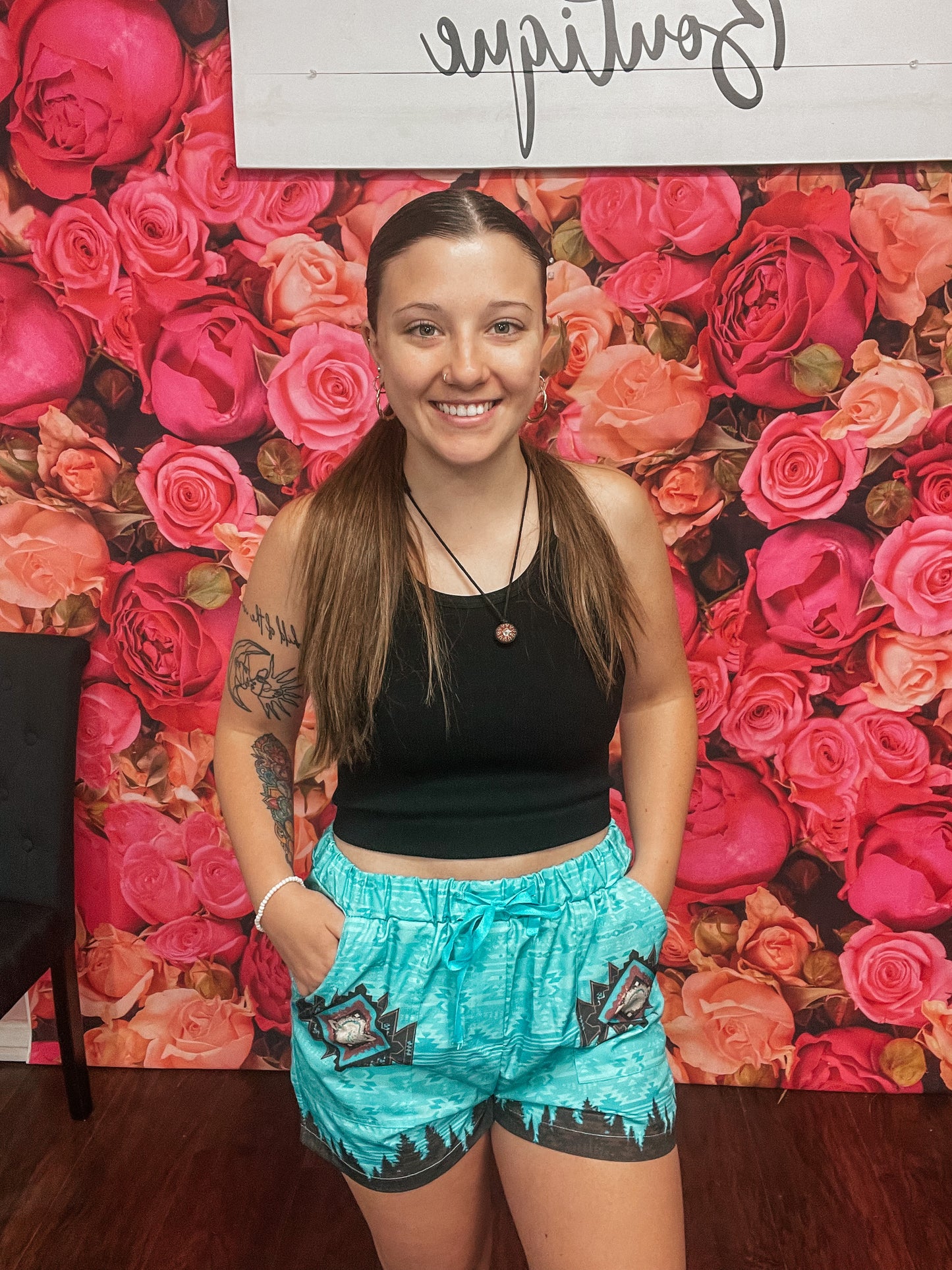 Western Aztec Drawstring Shorts w/ Pockets