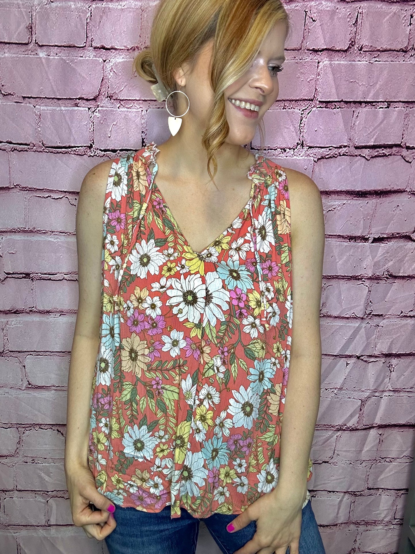 Halter Flare Frill Print Top