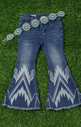 Kid's Aztec Print Bootcut Denim