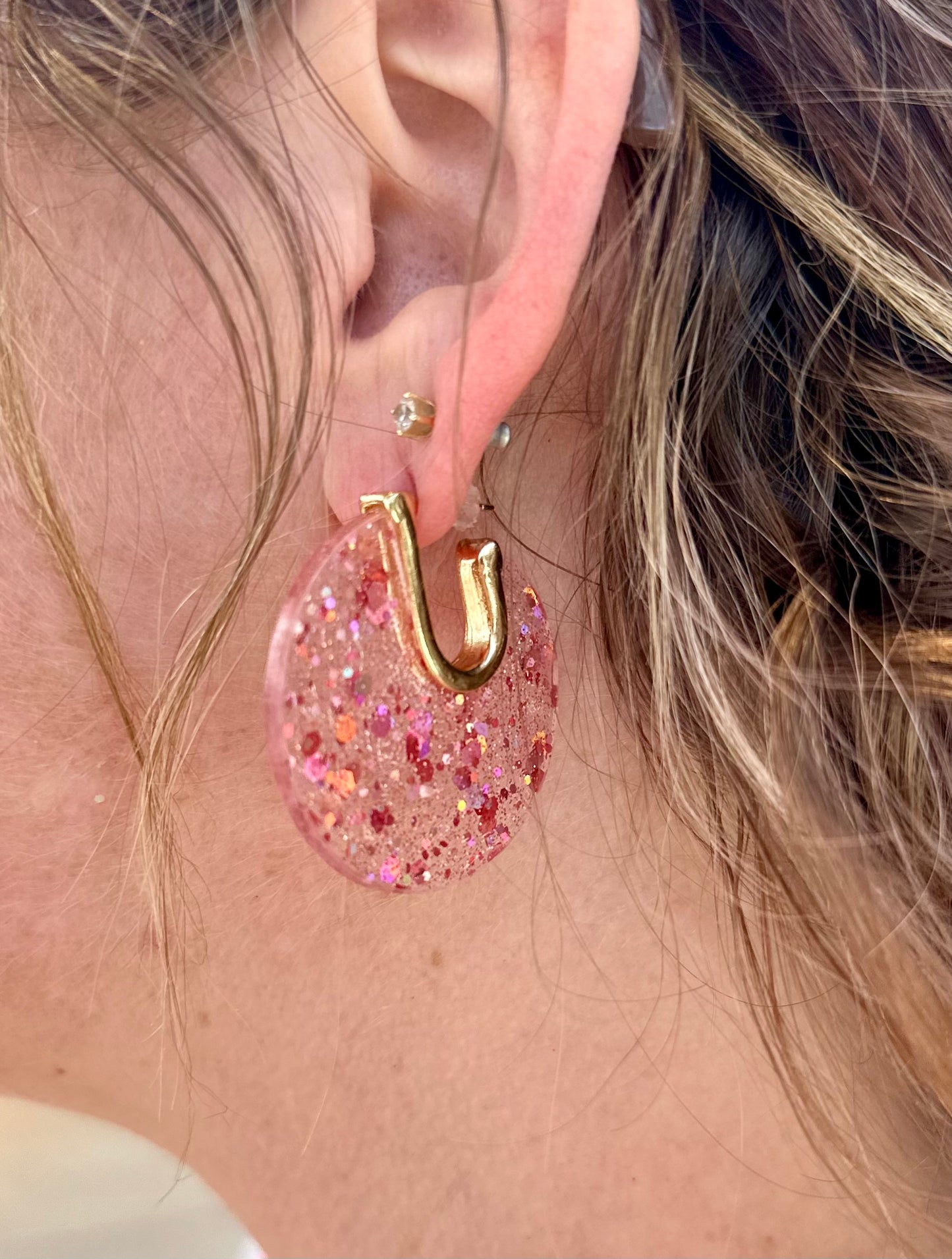 Confetti Glitter Disc Hoop Earrings