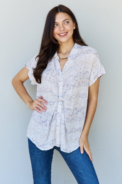 ODDI Full Size Floral Paisley Print Twist Tunic Top