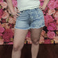 YMI High-RIse Denim Shorts With Floral Print