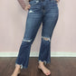 Zenana Distressed High Rise Crop Flare Denim