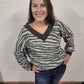 Tiger Print Contrast Slouchy Top