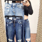 Mid Rise Distressed Button Fly Flare Denim Jeans