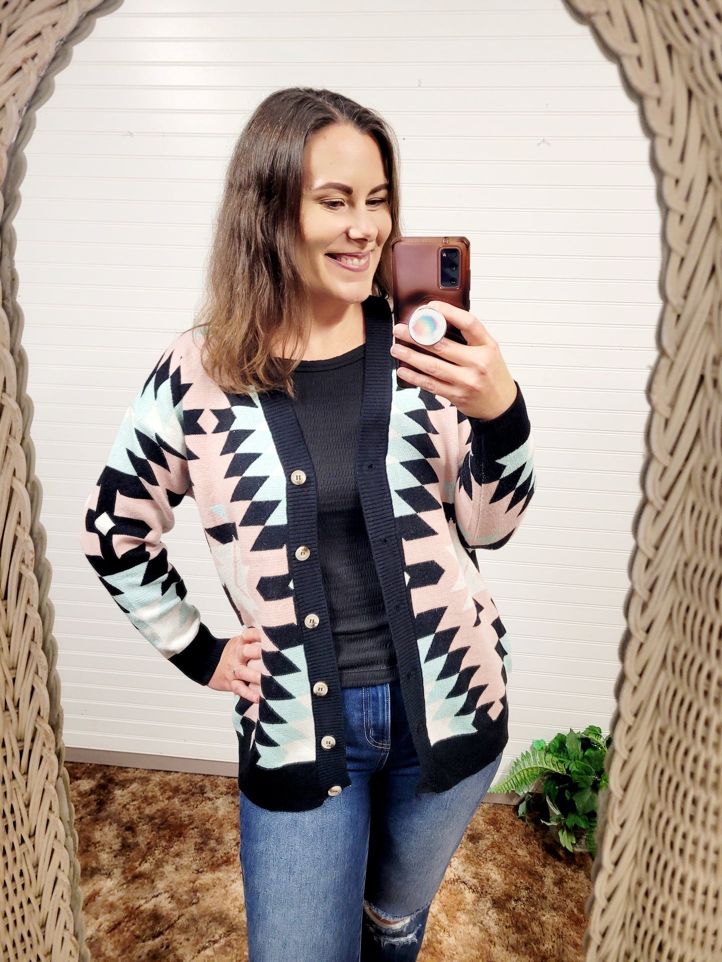 Mommy and Me Geometric Cardigan Sweater