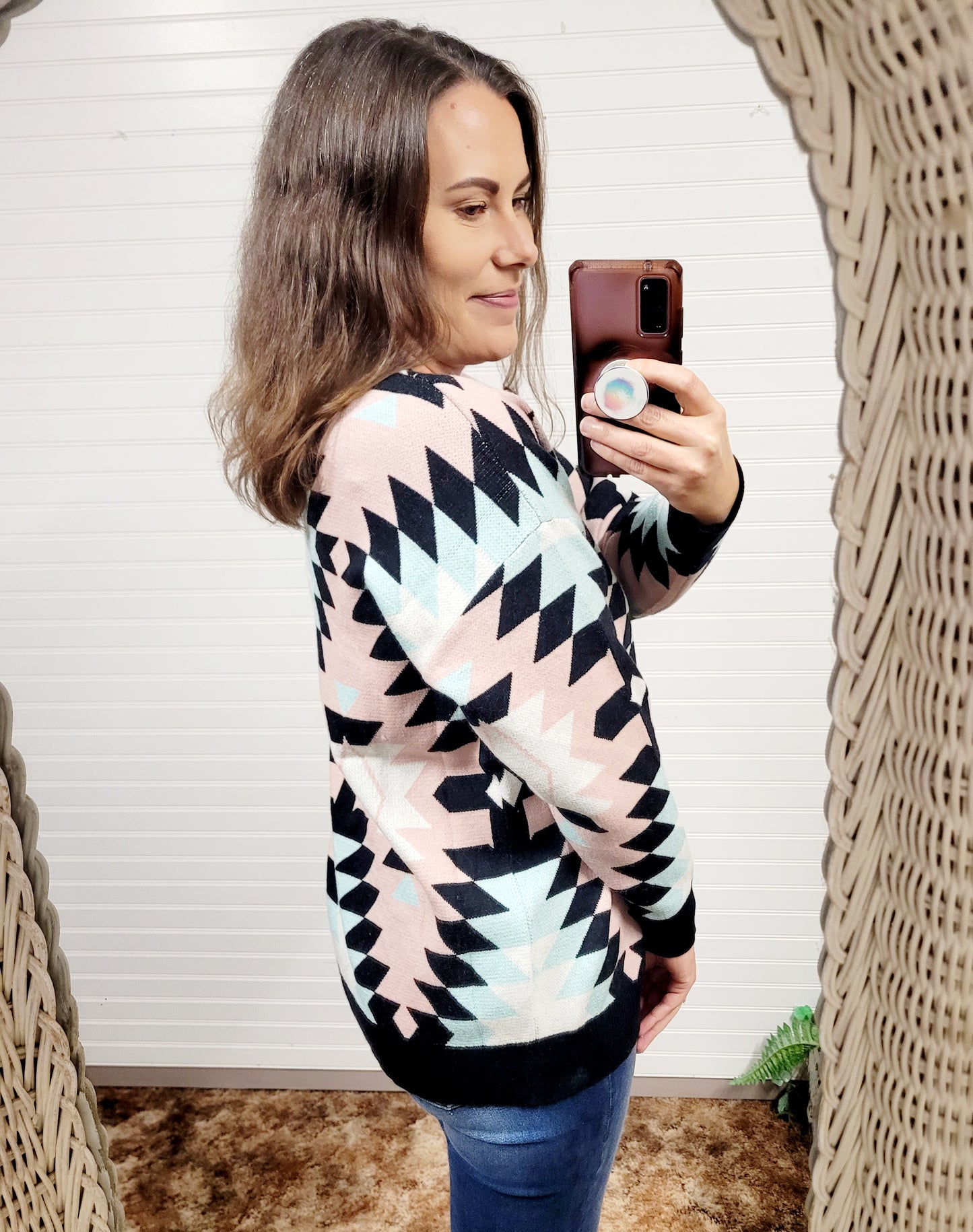 Mommy and Me Geometric Cardigan Sweater