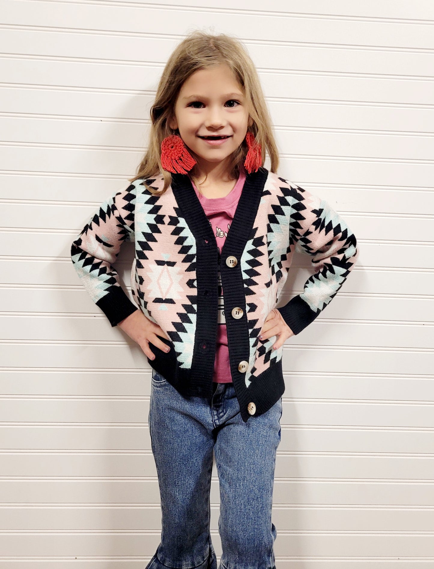 Mommy and Me Geometric Cardigan Sweater