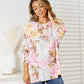 Double Take Floral Round Neck Three-Quarter Sleeve Top