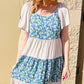 Floral Tiered Colorblock Dress