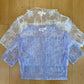 Mesh Lace High Neck Design Short Sleeve Fitted Top