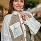 Long Balloon Sleeve Flower Detail Button Down