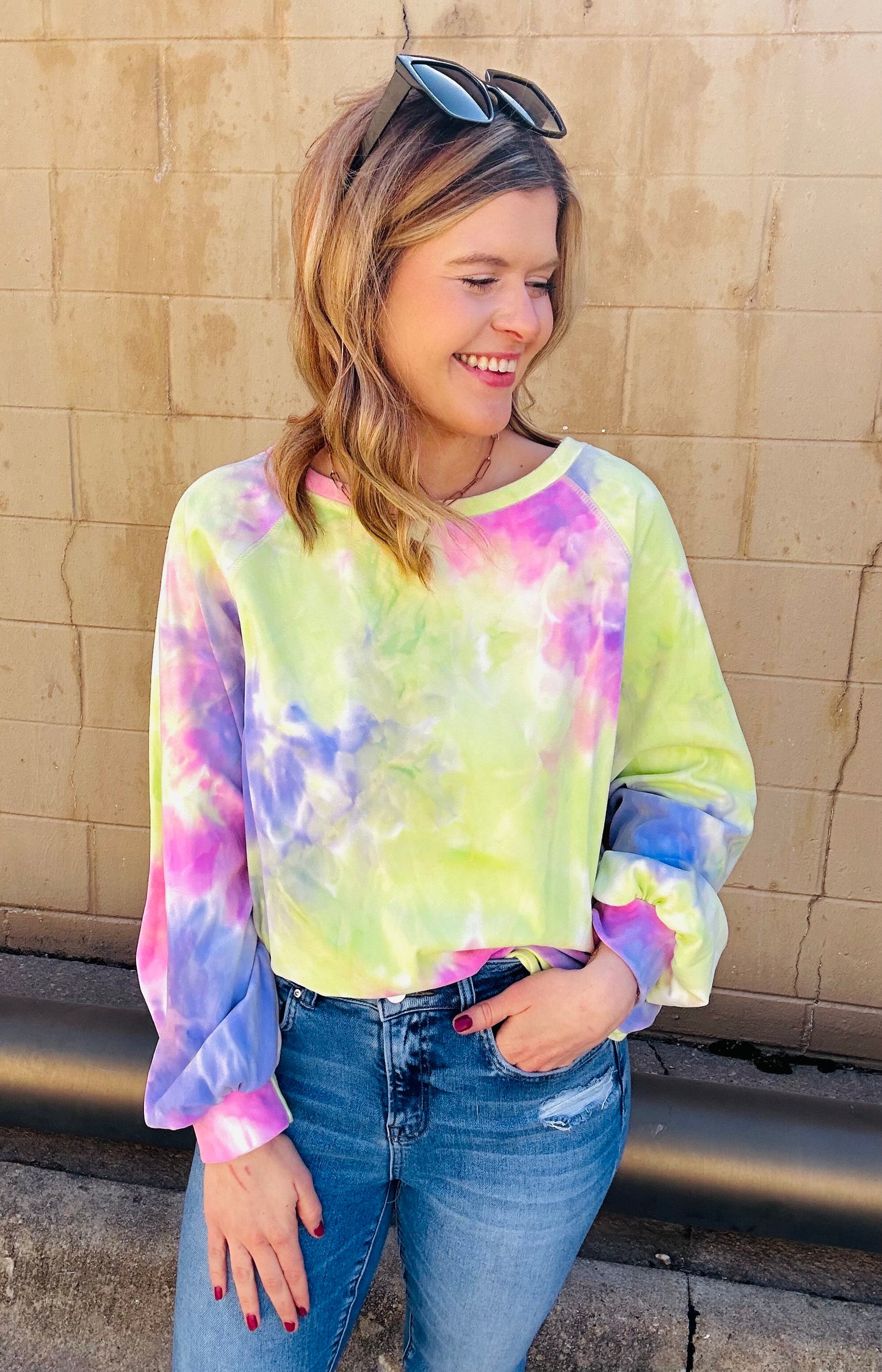 Tie Dye Puff Sleeve Top