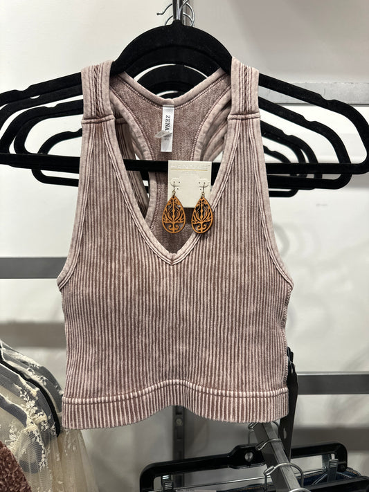 Stone Washed Seamless Racerback Tank