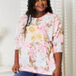 Double Take Floral Round Neck Three-Quarter Sleeve Top