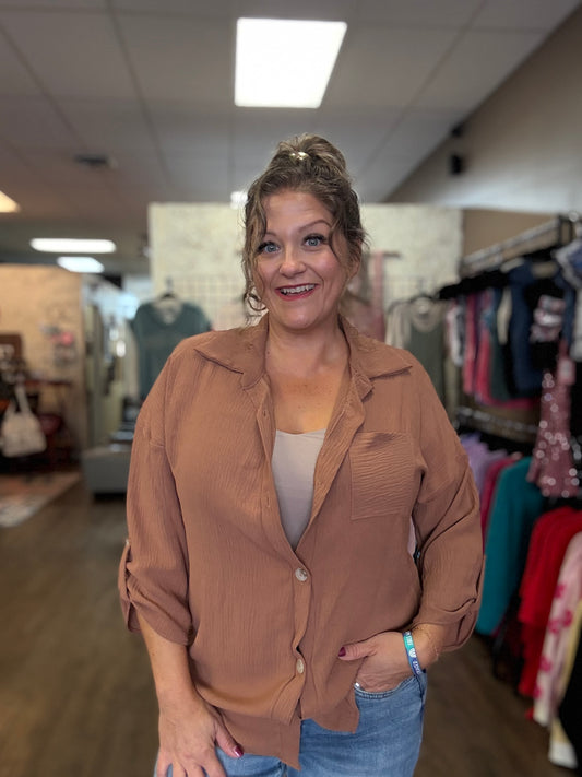 Blessed Button Down Collar Shirt Blouse