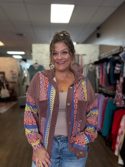 Wild Love Leopard Colorblock Shirt Jacket