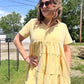 Ruffle Hem Dress Yellow Tier