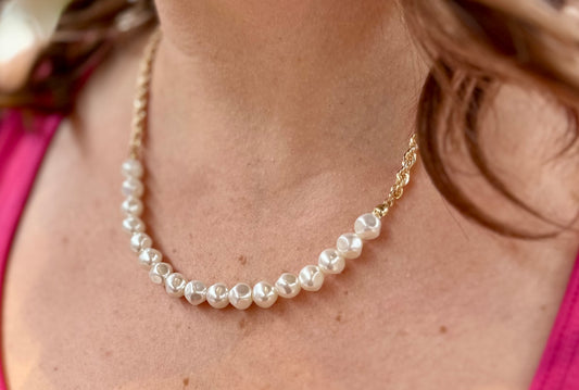 Twist Chain and Pearl Necklace