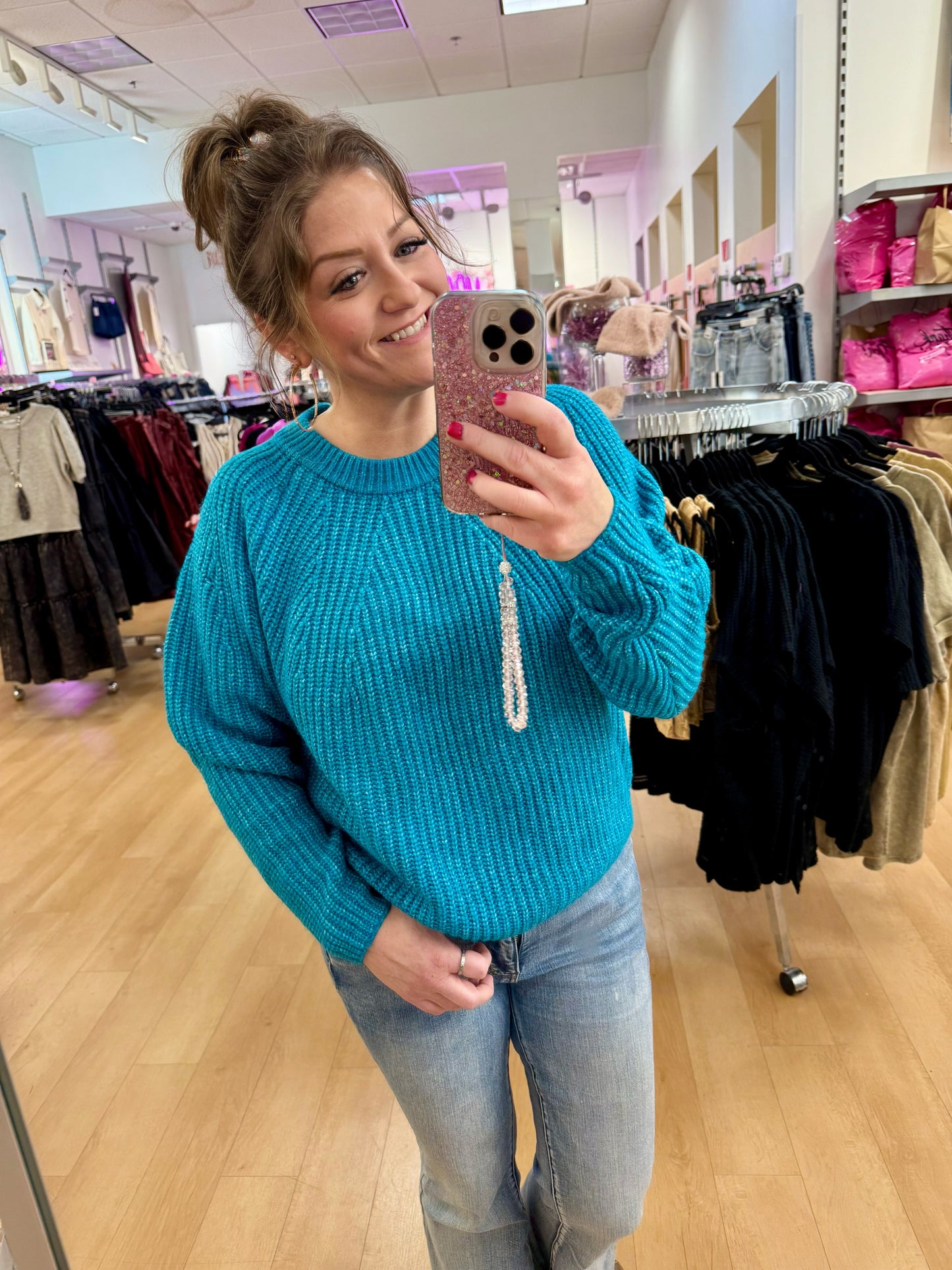 Round neck Light Teal Sweater