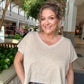 Soft Melange V-Neck Drop Shoulder Cropped Top
