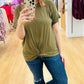 Zenana Rayon Span Crepe Knot Front Top